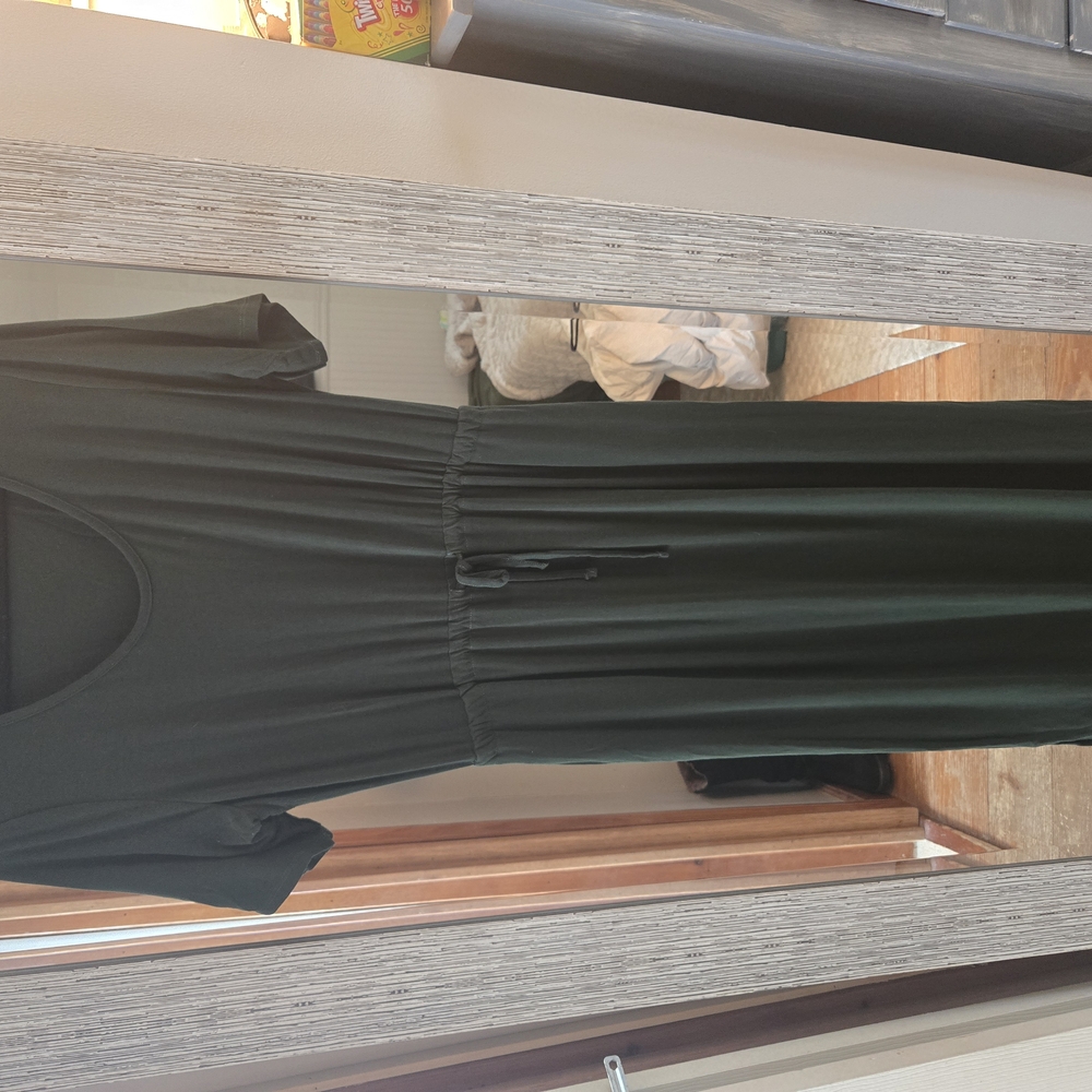 Serea Short Sleeve Hunter Green Maxi Dressbw/ POCKETS!